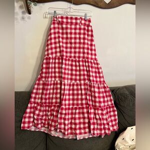 Red and White Checkered Women's Skirt